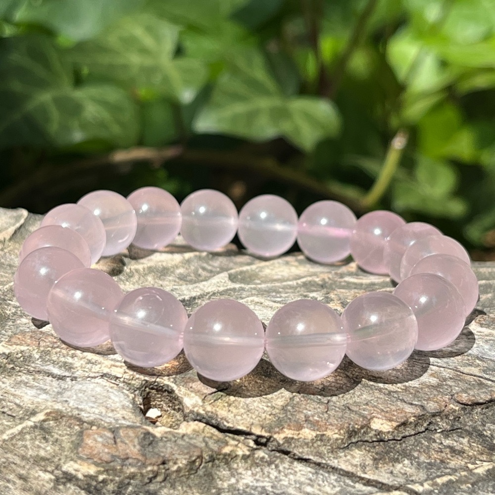 12mm High grade rose quartz bracelet‎